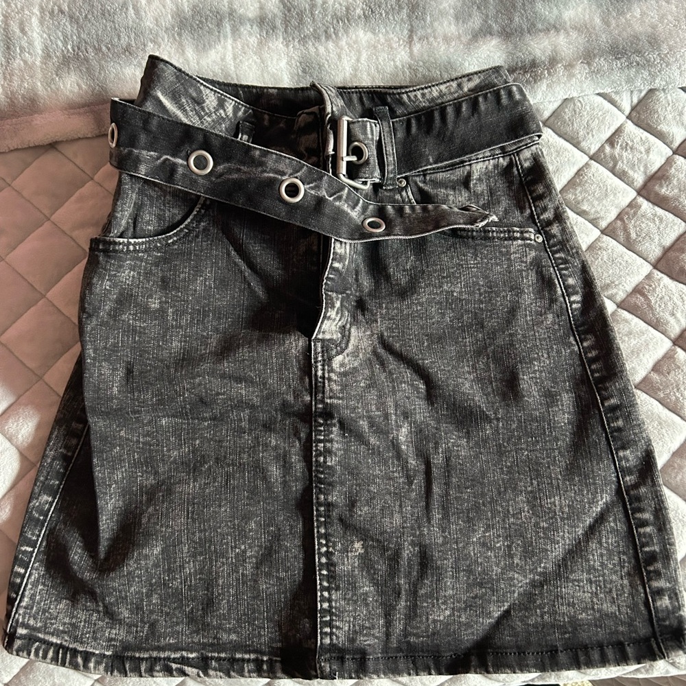 Refuge Denim Black Skirt